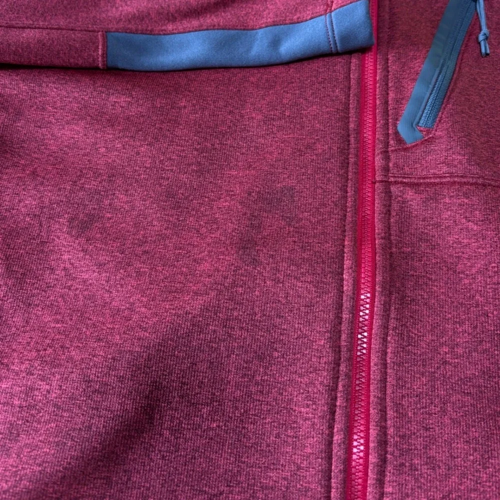 The North Face Mens Red Full Zip Hooded Fleece Sweatshirt Jacket Size Large